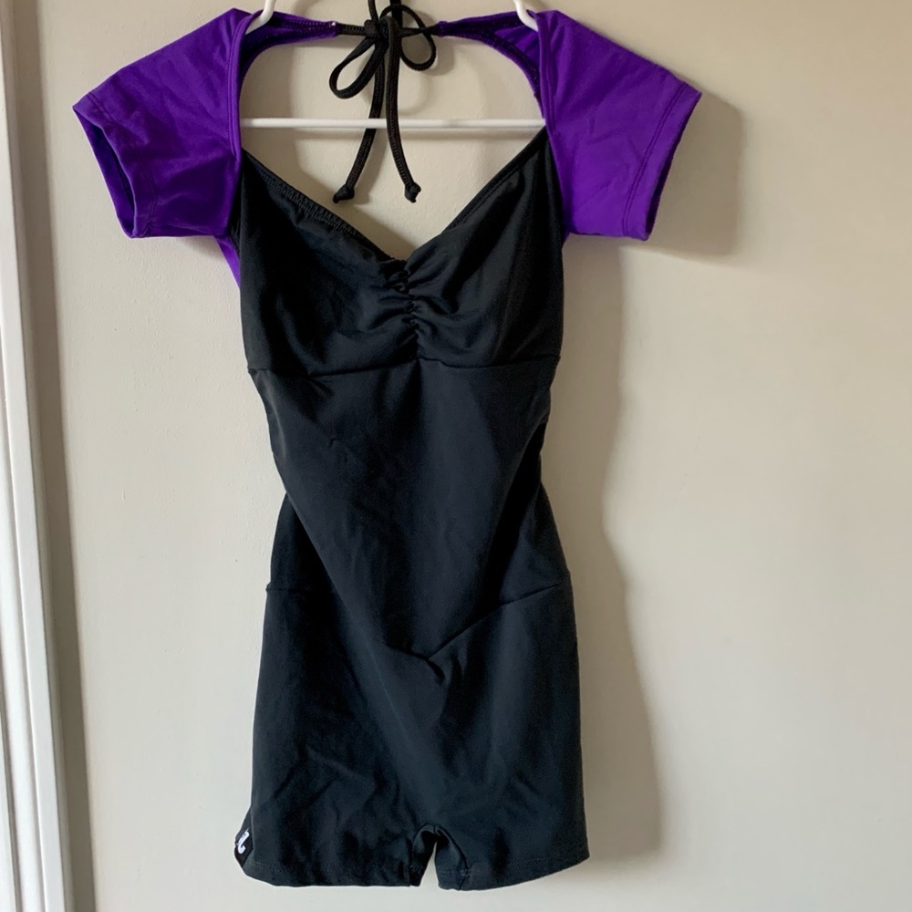 Jo + Jax Gray and Purple Unitard Petite